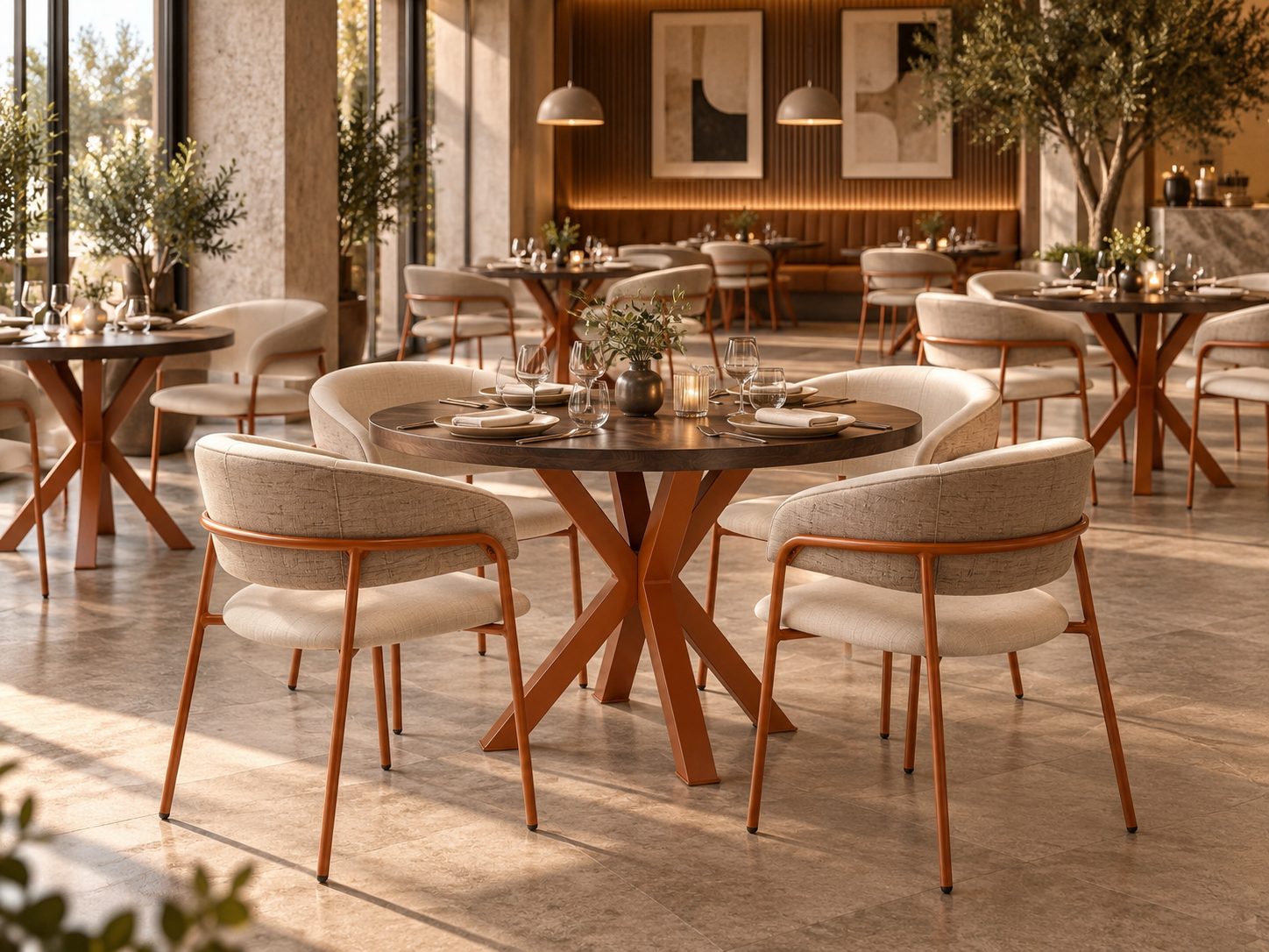 Restaurante equipado con sillas y mesas ROCO